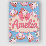 Personalised Name Cute Bunny Donut Dessert Custom  Unique Gift Idea Elegant Feature Canvas Wall Art Print Decor Picture Ready to Hang