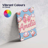 Personalised Name Cute Bunny Donut Dessert Custom  Unique Gift Idea Elegant Feature Canvas Wall Art Print Decor Picture Ready to Hang