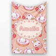 Cute Bunny Donut Dessert Kawaii Peach Background Seamless Pattern  Personalised Custom Name Super Soft Fleece Blanket Bed Sofa Throw