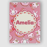 Personalised Name Cute Bunny Donut Dessert Custom  Unique Gift Idea Elegant Feature Canvas Wall Art Print Decor Picture Ready to Hang