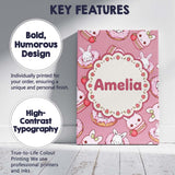 Personalised Name Cute Bunny Donut Dessert Custom  Unique Gift Idea Elegant Feature Canvas Wall Art Print Decor Picture Ready to Hang