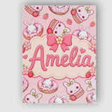 Personalised Name Cute Bunny Donut Dessert Custom  Unique Gift Idea Elegant Feature Canvas Wall Art Print Decor Picture Ready to Hang