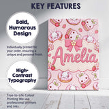 Personalised Name Cute Bunny Donut Dessert Custom  Unique Gift Idea Elegant Feature Canvas Wall Art Print Decor Picture Ready to Hang
