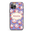 Cute Bunny Donut Dessert Kawaii Purple Background Custom Name Protective Phone Case Mobile Cover Durable Everyday Smartphone Shock Resistant