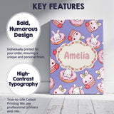 Personalised Name Cute Bunny Donut Dessert Custom  Unique Gift Idea Elegant Feature Canvas Wall Art Print Decor Picture Ready to Hang