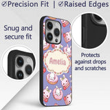 Cute Bunny Donut Dessert Kawaii Purple Background Custom Name Protective Phone Case Mobile Cover Durable Everyday Smartphone Shock Resistant