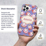 Cute Bunny Donut Dessert Kawaii Purple Background Custom Name Protective Phone Case Mobile Cover Durable Everyday Smartphone Shock Resistant