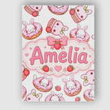 Personalised Name Cute Bunny Donut Dessert Custom  Unique Gift Idea Elegant Feature Canvas Wall Art Print Decor Picture Ready to Hang