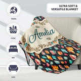 Colorful Crystal Gemstone Dark Galaxy Background Fantasy Lovely  Personalised Custom Name Super Soft Fleece Blanket Bed Sofa Throw