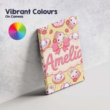 Personalised Name Cute Bunny Donut Dessert Custom  Unique Gift Idea Elegant Feature Canvas Wall Art Print Decor Picture Ready to Hang