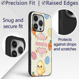 Cute Easter Bunny Chick Carrot Egg Printed Design Custom Name Protective Phone Case Mobile Cover Durable Everyday Smartphone Shock Resistant