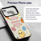 Cute Easter Bunny Chick Carrot Egg Printed Design Custom Name Protective Phone Case Mobile Cover Durable Everyday Smartphone Shock Resistant