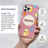 Cute Easter Bunny Chick Carrot Egg Printed Design Custom Name Protective Phone Case Mobile Cover Durable Everyday Smartphone Shock Resistant
