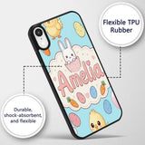 Cute Easter Bunny Chick Carrot Egg Printed Design Custom Name Protective Phone Case Mobile Cover Durable Everyday Smartphone Shock Resistant