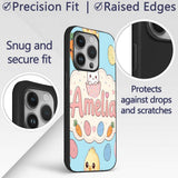 Cute Easter Bunny Chick Carrot Egg Printed Design Custom Name Protective Phone Case Mobile Cover Durable Everyday Smartphone Shock Resistant