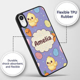 Cute Easter Bunny Chick Carrot Egg Printed Design Custom Name Protective Phone Case Mobile Cover Durable Everyday Smartphone Shock Resistant