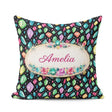 Custom Name Bright Faceted Gemstone Seamless Pattern Dark Jewel Square Filled Cushion Throw Pillow Sofa Bed Home Decor Zip Washable UK Made