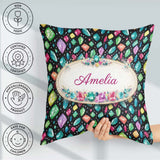 Custom Name Bright Faceted Gemstone Seamless Pattern Dark Jewel Square Filled Cushion Throw Pillow Sofa Bed Home Decor Zip Washable UK Made