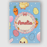 Personalised Name Cute Easter Bunny Chick Custom  Unique Gift Idea Elegant Feature Canvas Wall Art Print Decor Picture Ready to Hang