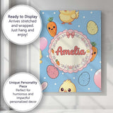 Personalised Name Cute Easter Bunny Chick Custom  Unique Gift Idea Elegant Feature Canvas Wall Art Print Decor Picture Ready to Hang