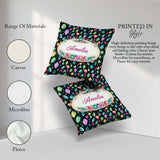Custom Name Bright Faceted Gemstone Seamless Pattern Dark Jewel Square Filled Cushion Throw Pillow Sofa Bed Home Decor Zip Washable UK Made