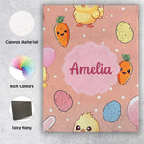 Personalised Name Cute Easter Bunny Chick Custom  Unique Gift Idea Elegant Feature Canvas Wall Art Print Decor Picture Ready to Hang