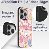 Cute Easter Bunny Chick Carrot Egg Blush Polka Custom Name Protective Phone Case Mobile Cover Durable Everyday Smartphone Shock Resistant