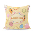 Custom Name Cute Easter Bunny Chick Carrot Egg Yellow Polka Dot Square Filled Cushion Throw Pillow Sofa Bed Home Decor Zip Washable UK Made