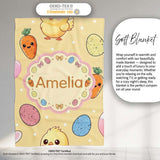 Cute Easter Bunny Chick Carrot Egg Yellow Polka Dot Seamless  Personalised Custom Name Super Soft Fleece Blanket Bed Sofa Throw