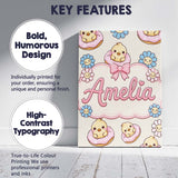 Personalised Name Cute Chick Donut Flower Custom  Unique Gift Idea Elegant Feature Canvas Wall Art Print Decor Picture Ready to Hang