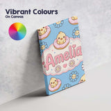 Personalised Name Kawaii Chick Sitting on Custom  Unique Gift Idea Elegant Feature Canvas Wall Art Print Decor Picture Ready to Hang