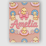 Personalised Name Kawaii Chick Sitting on Custom  Unique Gift Idea Elegant Feature Canvas Wall Art Print Decor Picture Ready to Hang