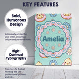 Personalised Name Kawaii Chick Sitting on Custom  Unique Gift Idea Elegant Feature Canvas Wall Art Print Decor Picture Ready to Hang