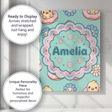 Personalised Name Kawaii Chick Sitting on Custom  Unique Gift Idea Elegant Feature Canvas Wall Art Print Decor Picture Ready to Hang