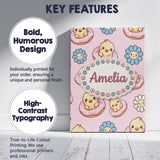 Personalised Name Kawaii Chick Sitting on Custom  Unique Gift Idea Elegant Feature Canvas Wall Art Print Decor Picture Ready to Hang