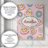 Personalised Name Kawaii Chick Sitting on Custom  Unique Gift Idea Elegant Feature Canvas Wall Art Print Decor Picture Ready to Hang