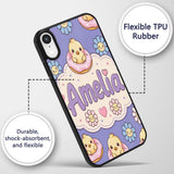 Kawaii Chick Sitting on Donut with Printed Design Custom Name Protective Phone Case Mobile Cover Durable Everyday Smartphone Shock Resistant