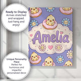 Personalised Name Kawaii Chick Sitting on Custom  Unique Gift Idea Elegant Feature Canvas Wall Art Print Decor Picture Ready to Hang