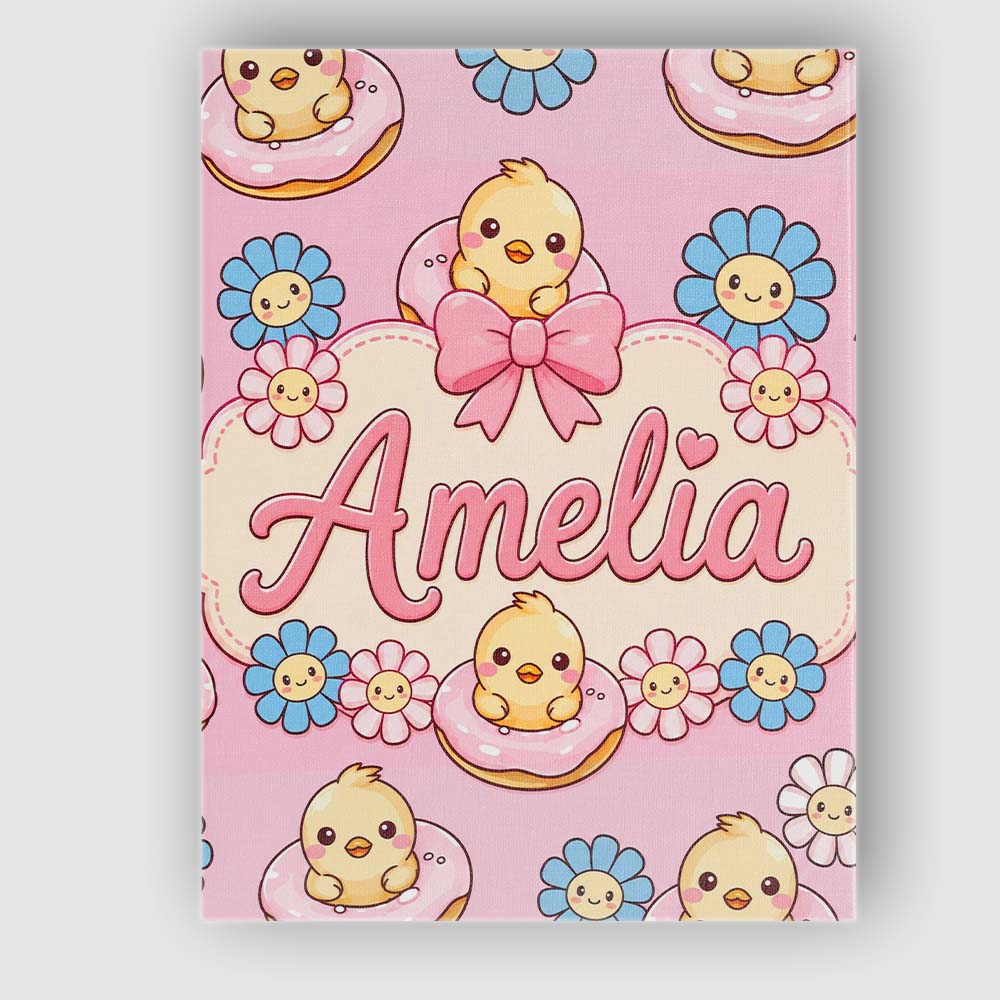 Personalised Name Kawaii Chick Sitting on Custom  Unique Gift Idea Elegant Feature Canvas Wall Art Print Decor Picture Ready to Hang