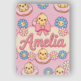 Personalised Name Kawaii Chick Sitting on Custom  Unique Gift Idea Elegant Feature Canvas Wall Art Print Decor Picture Ready to Hang