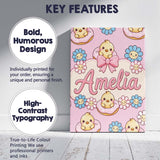 Personalised Name Kawaii Chick Sitting on Custom  Unique Gift Idea Elegant Feature Canvas Wall Art Print Decor Picture Ready to Hang