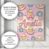 Personalised Name Kawaii Chick Sitting on Custom  Unique Gift Idea Elegant Feature Canvas Wall Art Print Decor Picture Ready to Hang