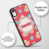 Cute Kawaii Chick Sitting on Donut with Flowers Custom Name Protective Phone Case Mobile Cover Durable Everyday Smartphone Shock Resistant