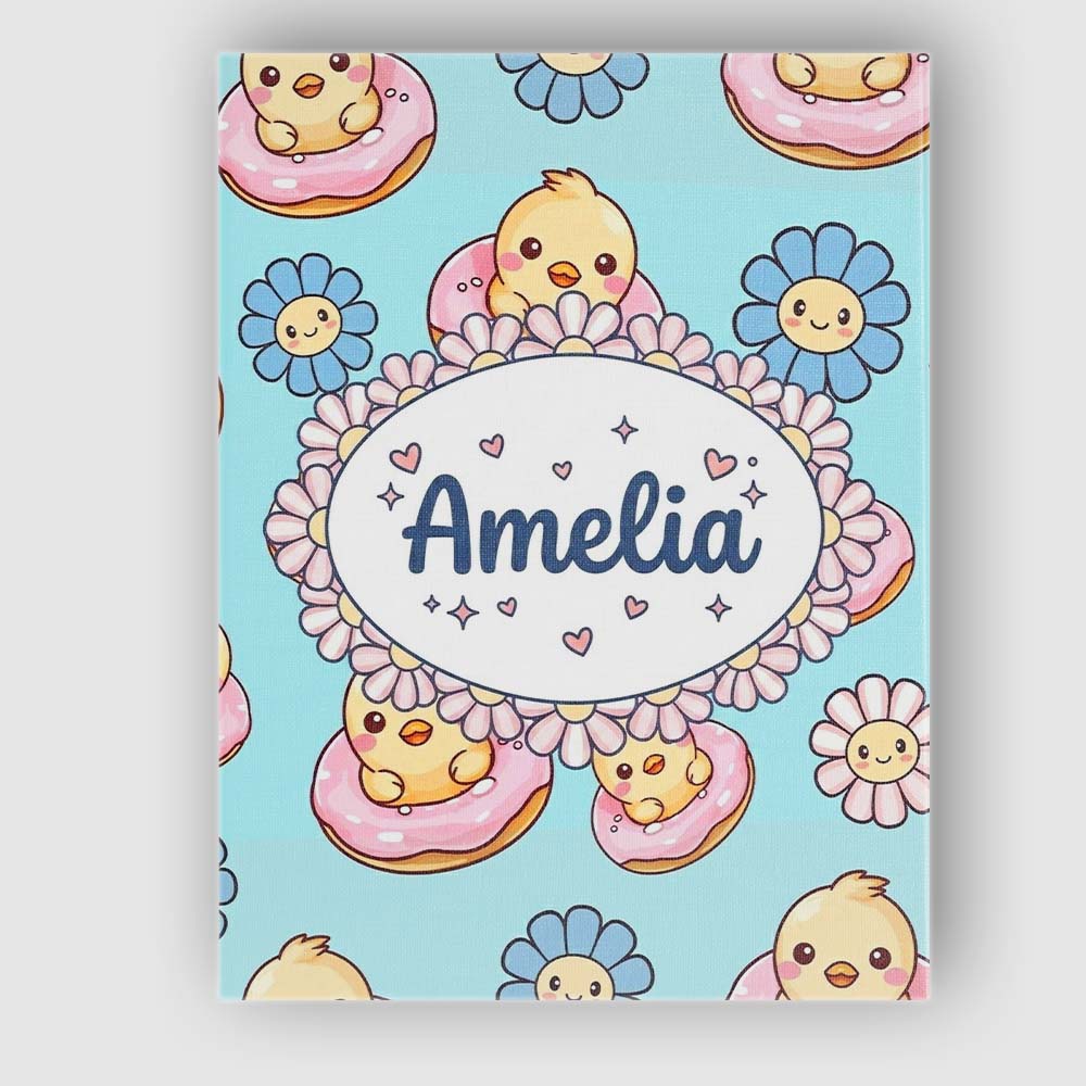 Personalised Name Kawaii Chick Sitting on Custom  Unique Gift Idea Elegant Feature Canvas Wall Art Print Decor Picture Ready to Hang