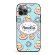 Kawaii Chick Sitting on Donut with Printed Design Custom Name Protective Phone Case Mobile Cover Durable Everyday Smartphone Shock Resistant
