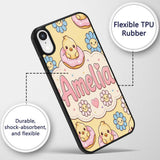 Kawaii Chick Sitting on Donut with Printed Design Custom Name Protective Phone Case Mobile Cover Durable Everyday Smartphone Shock Resistant