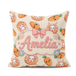 Custom Name Cute Kawaii Bunny with Carrot Donut Seamless Pattern Square Filled Cushion Throw Pillow Sofa Bed Home Decor Zip Washable UK Made