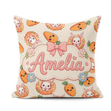 Custom Name Cute Kawaii Bunny with Carrot Donut Seamless Pattern Square Filled Cushion Throw Pillow Sofa Bed Home Decor Zip Washable UK Made