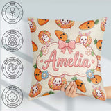 Custom Name Cute Kawaii Bunny with Carrot Donut Seamless Pattern Square Filled Cushion Throw Pillow Sofa Bed Home Decor Zip Washable UK Made