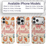 Cute Kawaii Bunny with Carrot Donut Seamless Custom Name Protective Phone Case Mobile Cover Durable Everyday Smartphone Shock Resistant
